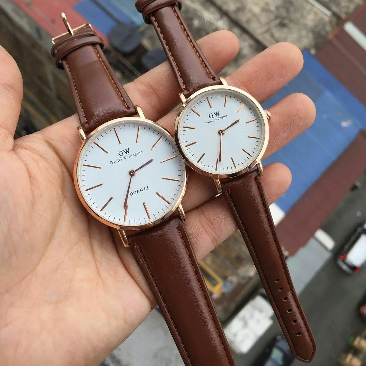 Daniel Wellington DW Brown Strap Couple Watches