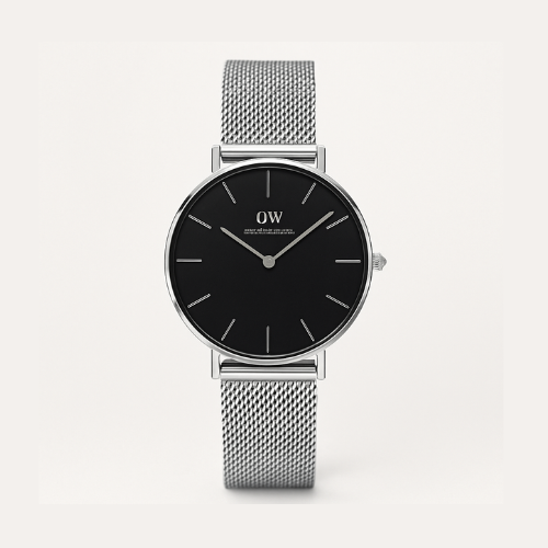 Daniel Wellington Petite Sterling DW00100218 – Silver Mesh & Black Dial Women’s Watch