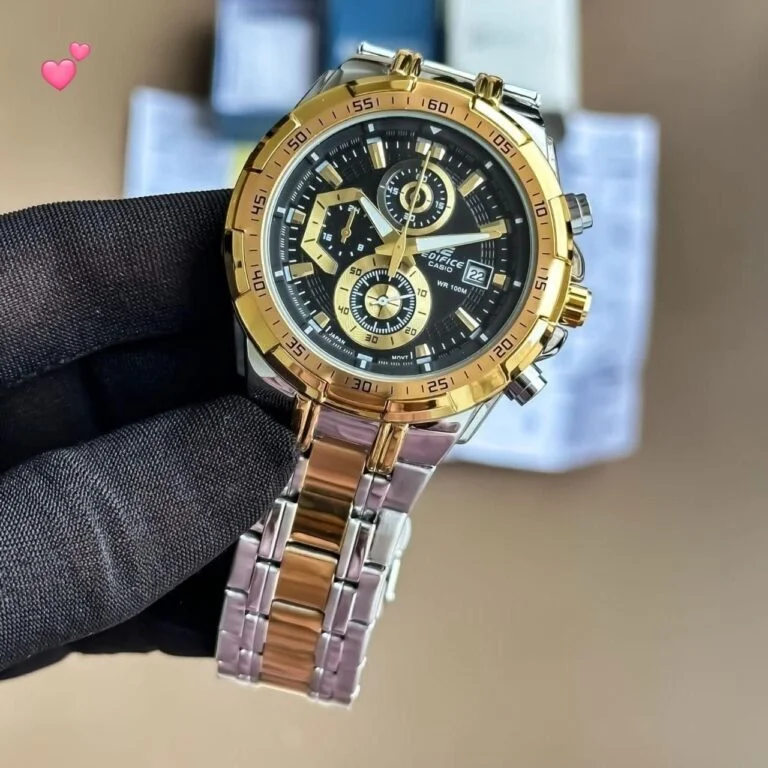 Casio Edifice Gold Edition – Black Dial | Dual-Tone Bracelet