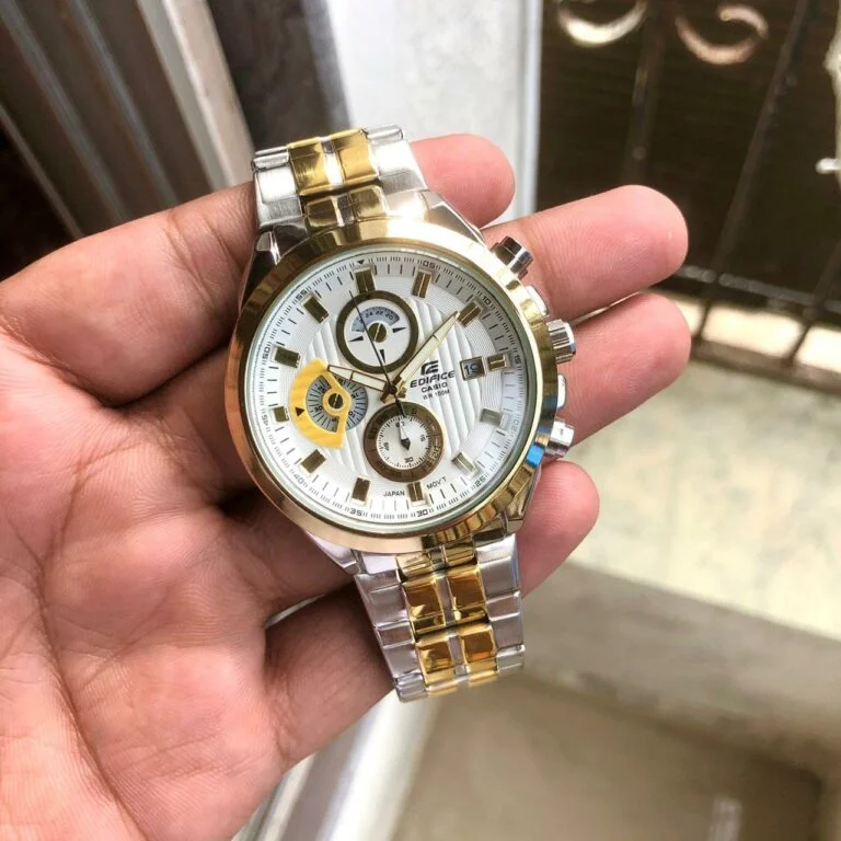 Casio Edifice Silver-Gold Chronograph Analog Watch for Men