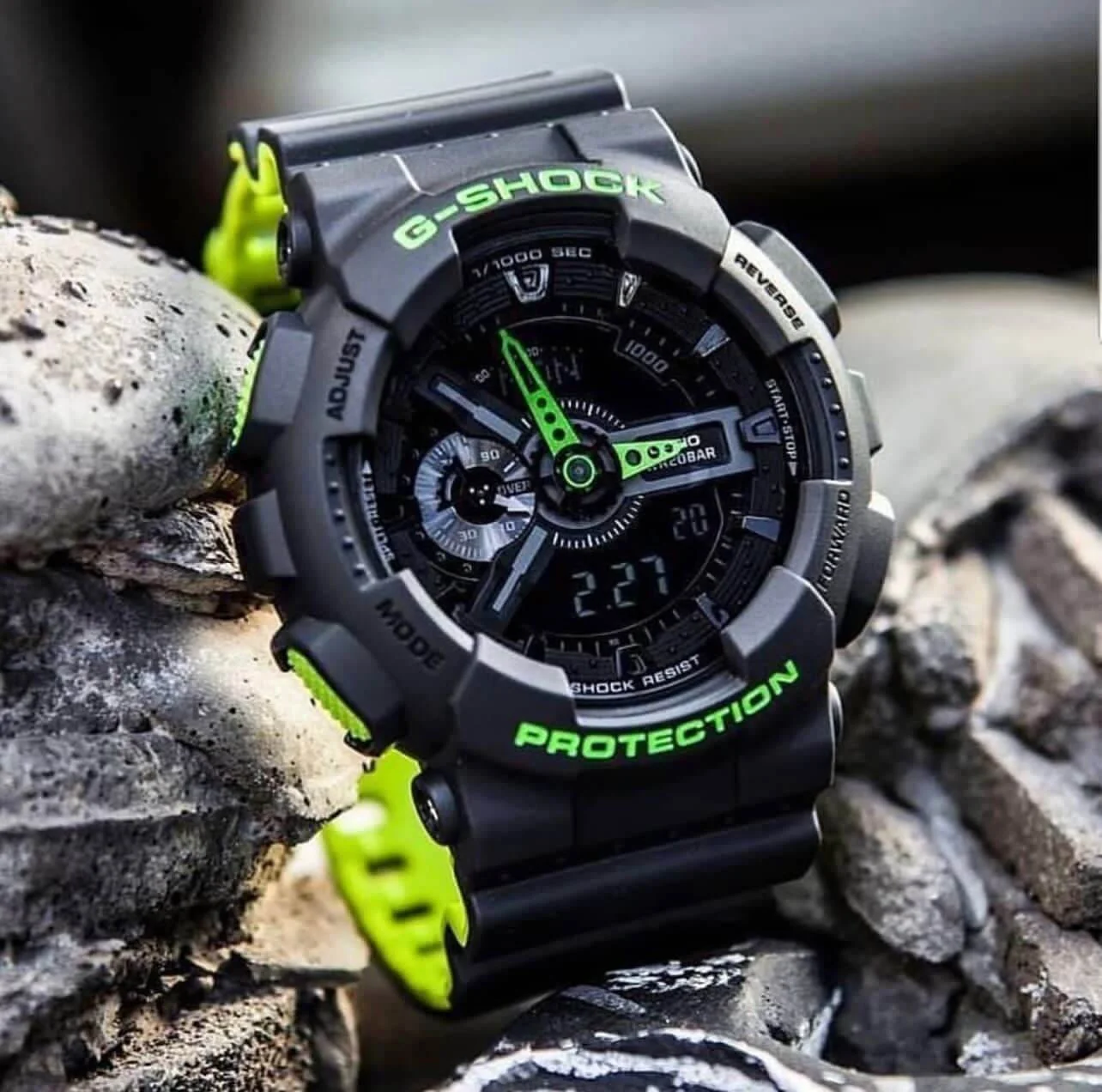 G-Shock GA-110GB Analog-Digital Watch For Man– Black & Neon Green Edition