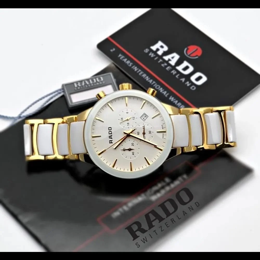 Rado Ceramic Chronograph Men's Watch – White & Gold