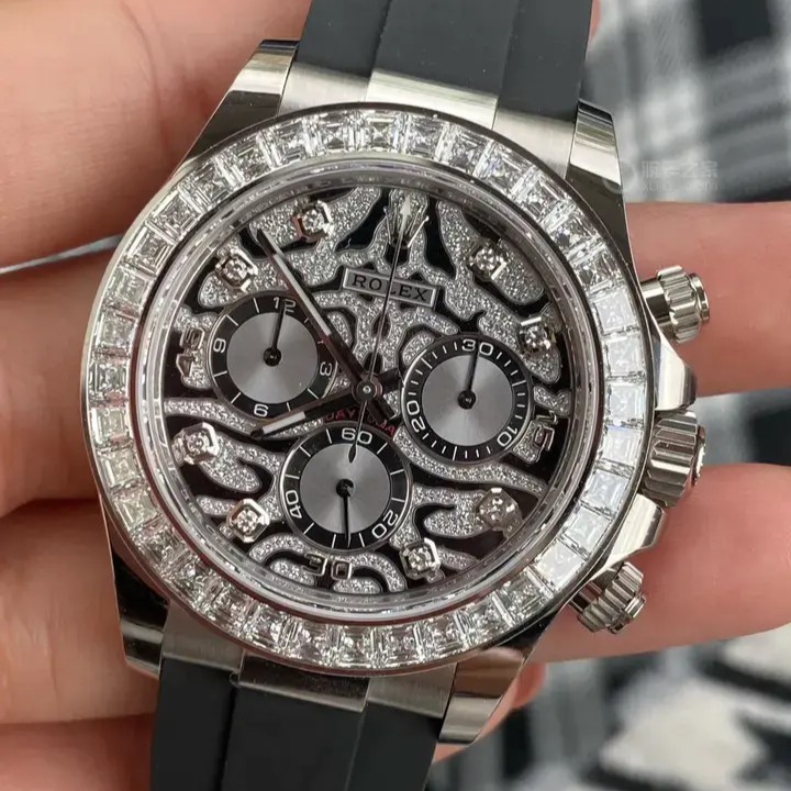 Rolex Oyster Tiger Daytona – Diamond Skeleton Dial | Silicone Strap