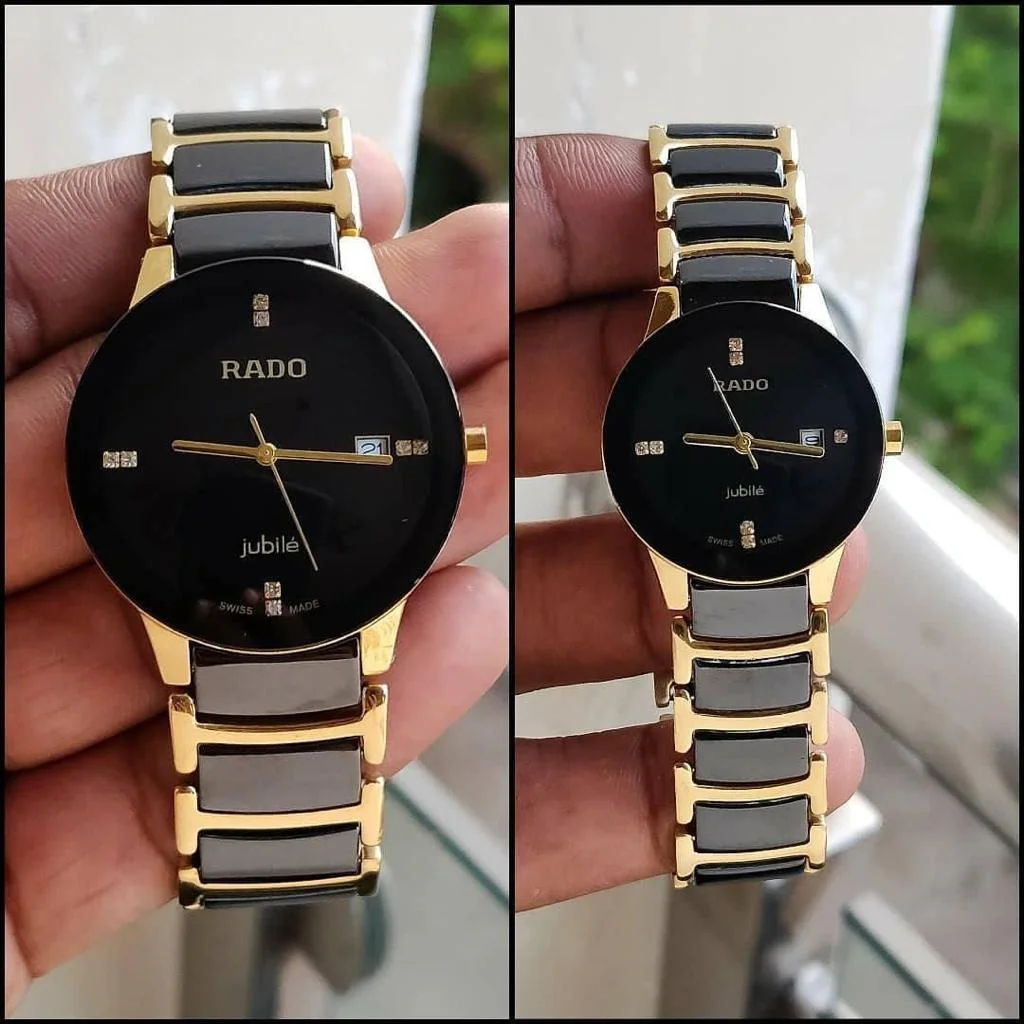 Rado Centrix Golden Ceramic Chain Jubile Couple Watch Set