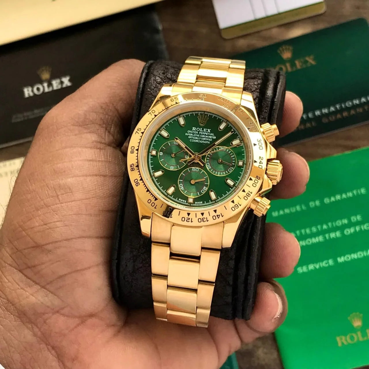 Rolex Daytona Automatic Gold Chain Green Dial