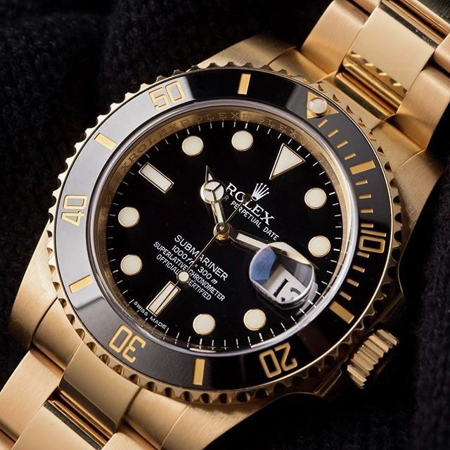 Rolex Submariner Gold Black Dial Watch