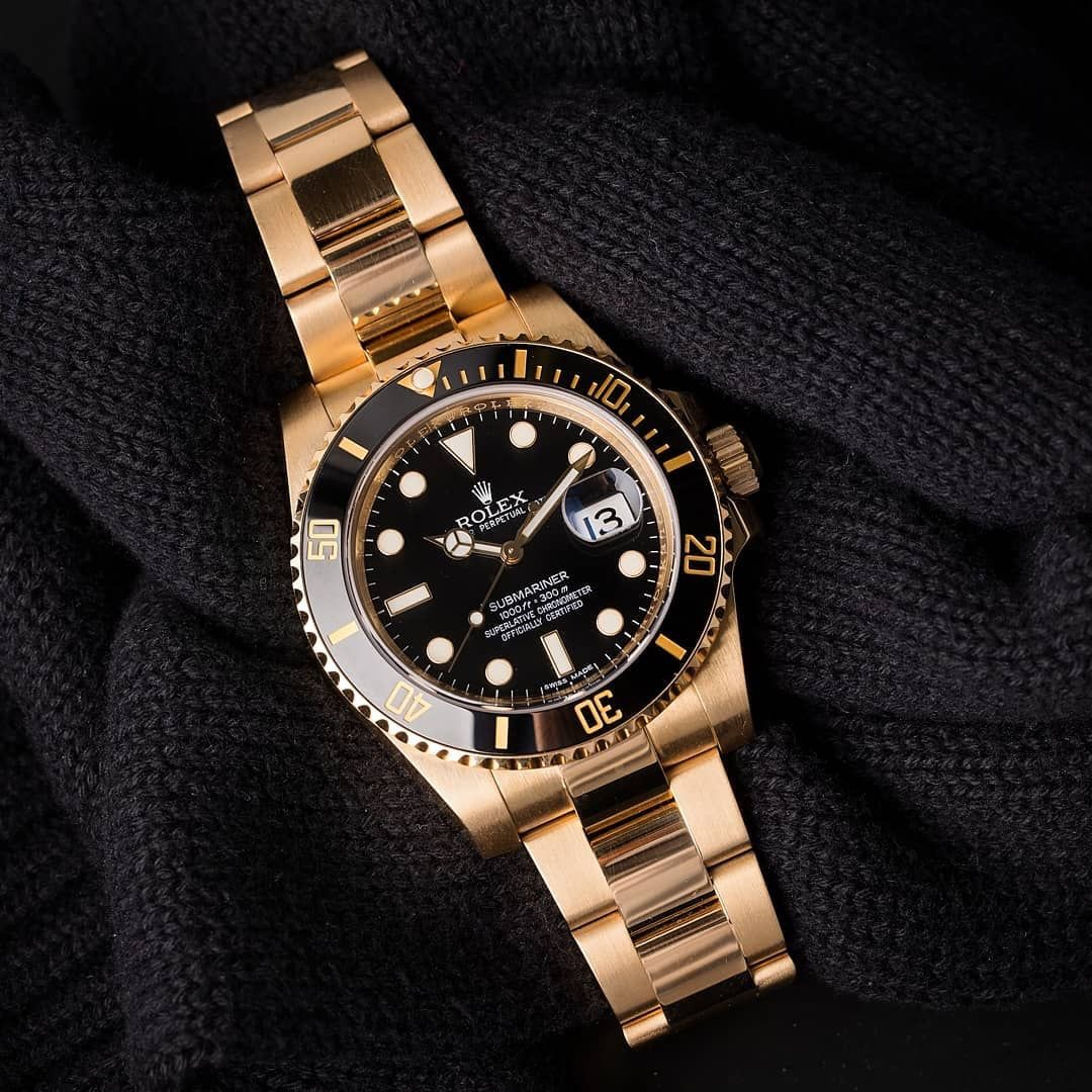 Rolex Submariner Gold Black Dial Watch