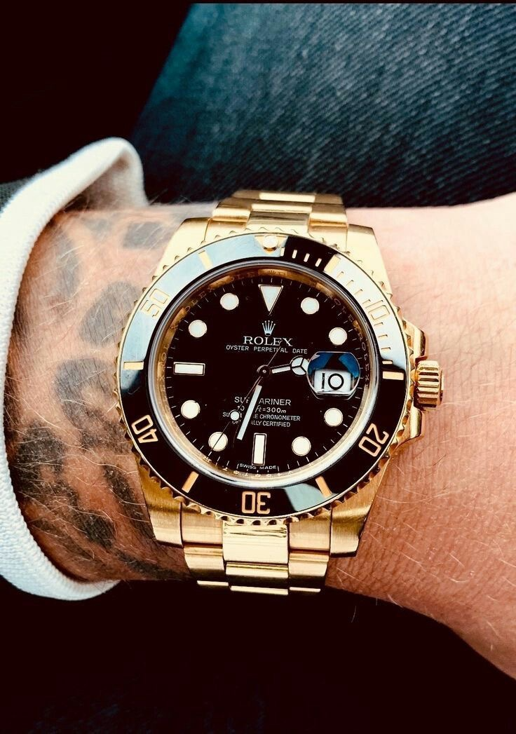 Rolex Submariner Gold Black Dial Watch