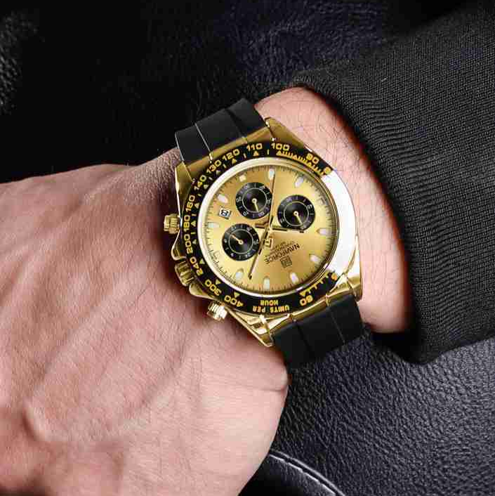 Rolex Oyster Tiger Daytona – Gold & Black | Silicone Strap | 7 A Quality